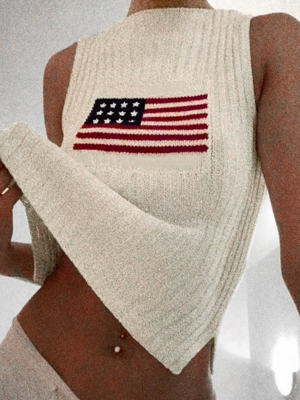 Cream Ribbed Knit Crop Tank